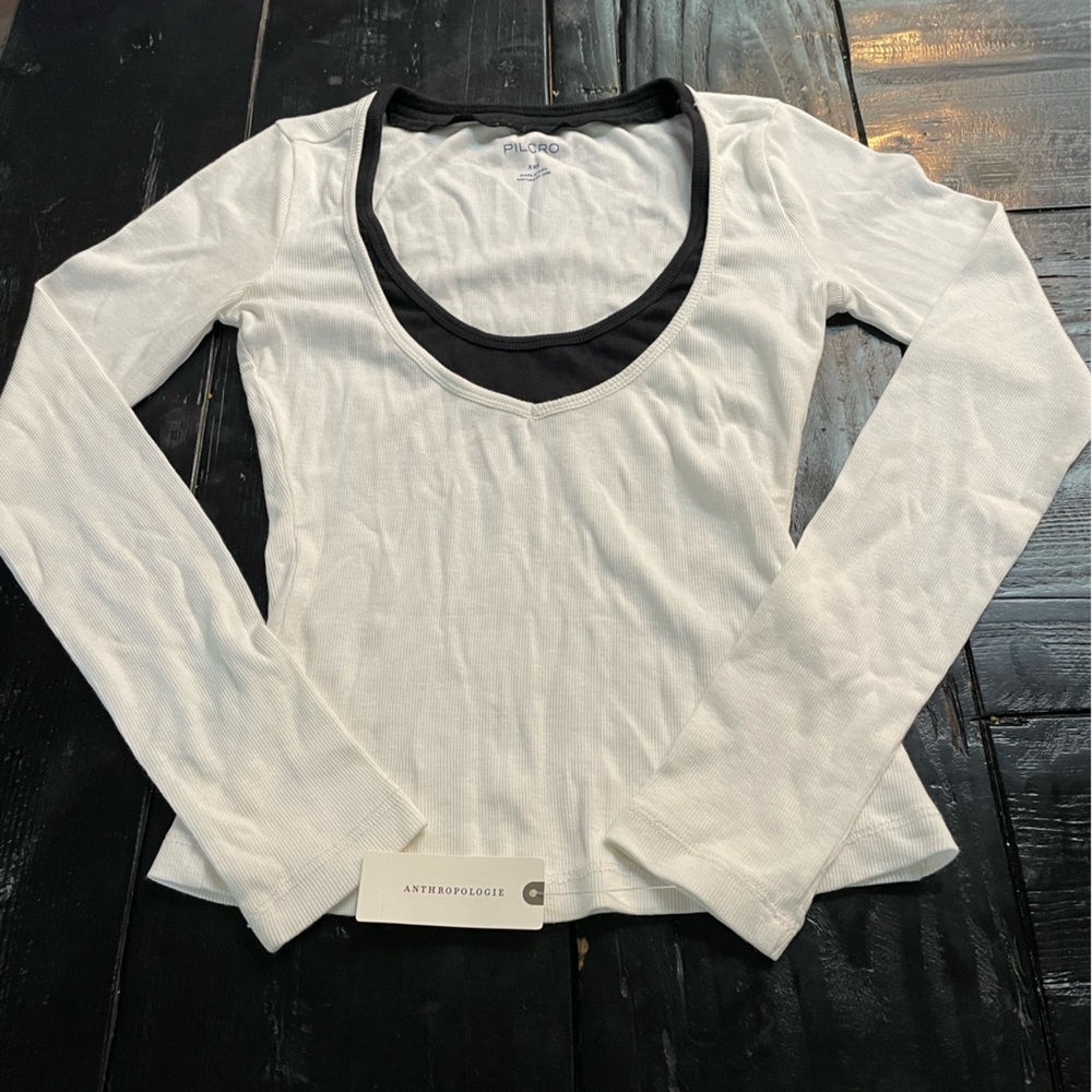 Pilcro Long-Sleeve Layered Ribbed Tee